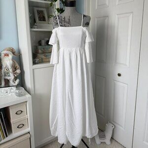 Heather (Japanese Brand) White Off-Shoulder Maxi Dress – Size S (NWT)